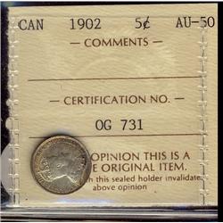 1902 5¢ ICCS AU50.