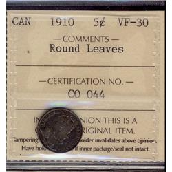 1910 5¢ RL ICCS VF30.