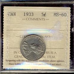 1933 5¢ ICCS MS60.