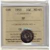Image 1 : 1953 10¢ SF ICCS MS65.
