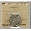 Image 1 : 1921 25¢ ICCS VF20.
