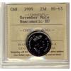 Image 1 : 1999 25¢ November Mule ICCS MS65 Numismatic BU.