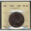 Image 1 : 1909 50¢ ICCS MS64.  Heavy attractive tone.