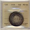 Image 1 : 1938 50¢ ICCS MS64.