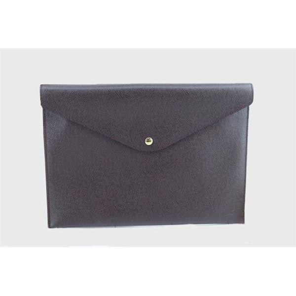 Louis Vuitton Vintage Black Taiga Leather Document Case Clutch Bag