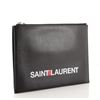 Image 1 : Saint Laurent Black Printed Leather Logo Zip Medium Clutch