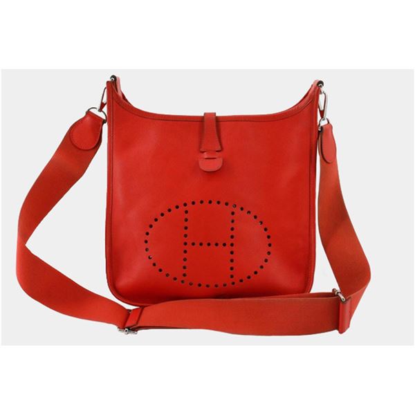 Hermes Red Epsom Leather Evelyne III PM Crossbody Bag