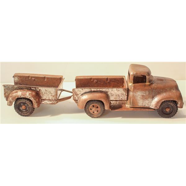 1957 TONKA PICK UP TRUCK AND TRAILER BLUE ORIGINAL