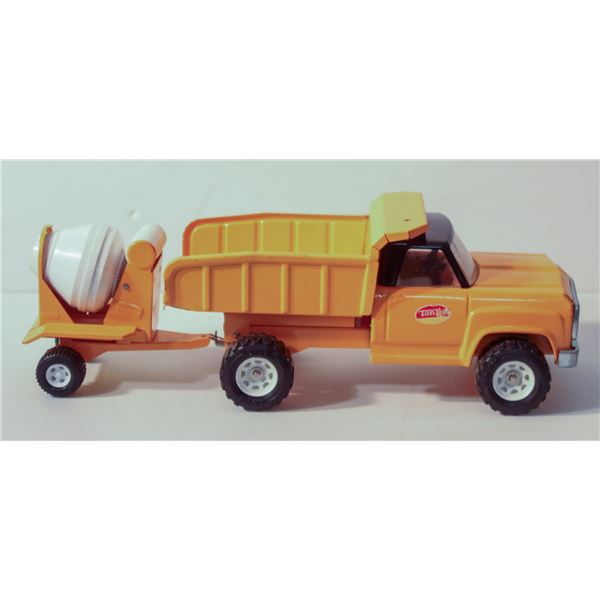1975 TONKA DUMP TRUCK WITH CEMENT MIXER, YELLOW