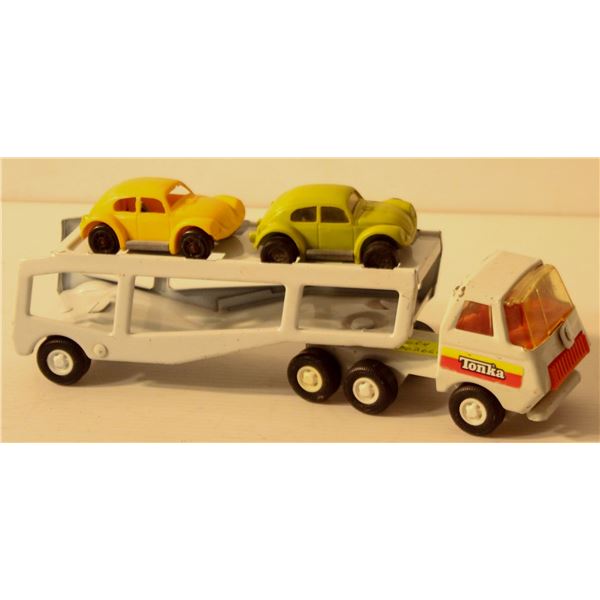 70'S TINY TONKA CAR CARRIER MINI MOK  GREEN YELLOW