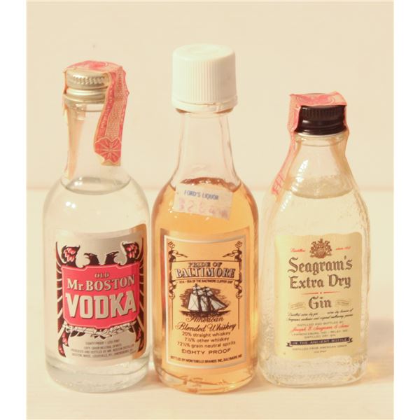 MR BOSTON VODKA, PRIDE OF BALTIMORE, SEAGRAM GIN