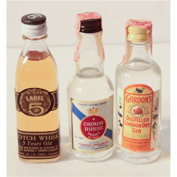 LABEL 5 SCOTCH, CROWN RUSSE VODKA, GORDONS GIN