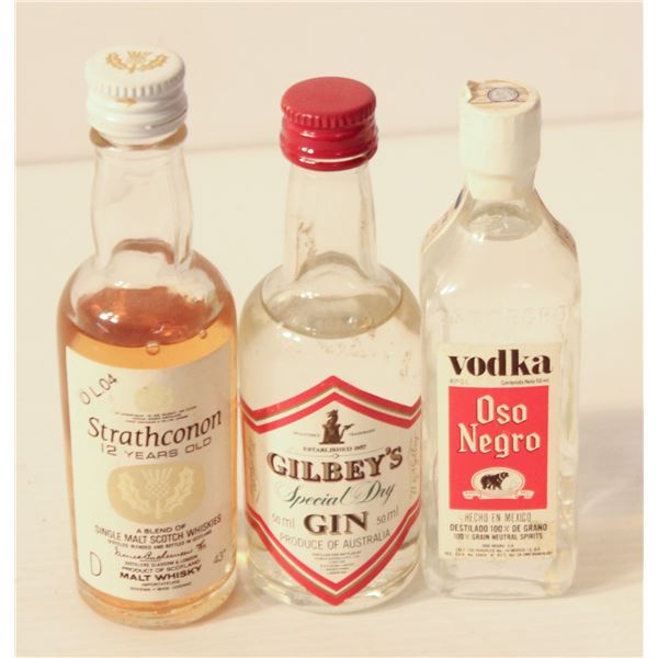 STRATHCONON SCOTCH, GILBEYS GIN, OSO NEGRO VODKA