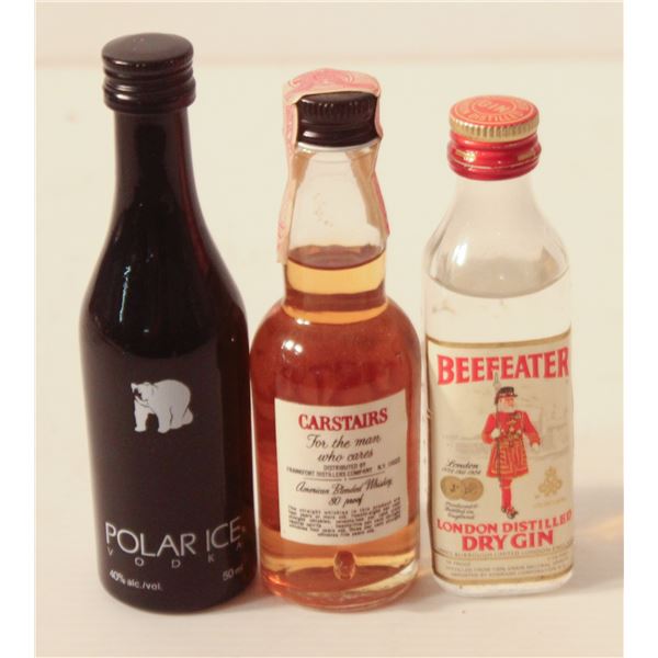 POLAR ICE VODKA, CARSTAIRS WHISKEY, BEEFEATER GIN