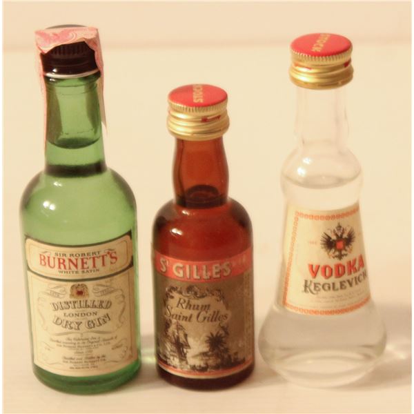 BURNETTS GIN, ST. GILLES RUM, KEGLEVICH VODKA