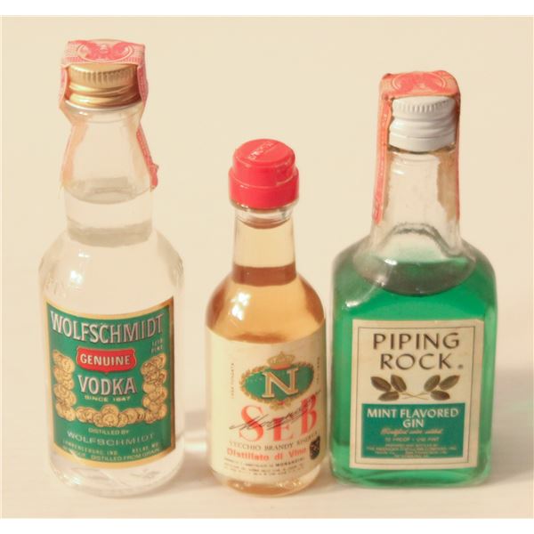 WOLFSCHMIDT VODKA, SEB BRANDY, PIPING ROCK GIN