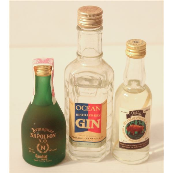 ARMAGNAC COGNAC. OCEAN GIN, ZUBROWKA VODKA