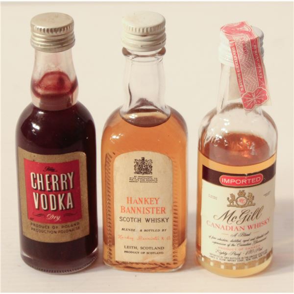 CHERRY VODKA, HANKEY SCOTCH, MCGILL WHISKEY
