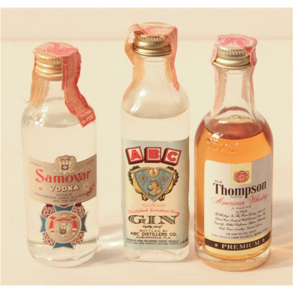 SAMOVAR VODKA, ABC GIN, THOMPSON WHISKEY