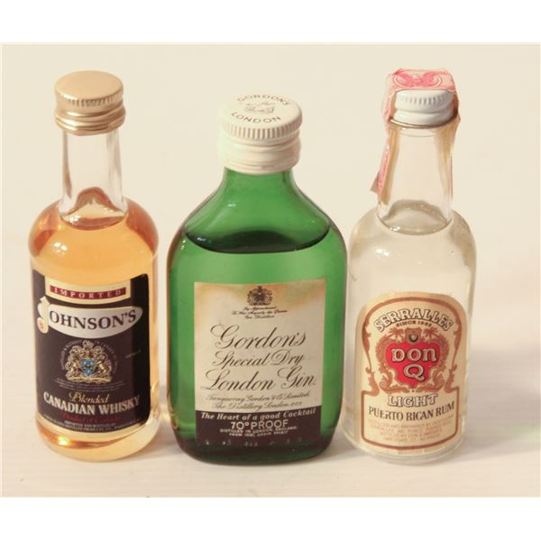 JOHNSONS WHISKEY, GORDONS GIN, DON Q RUM