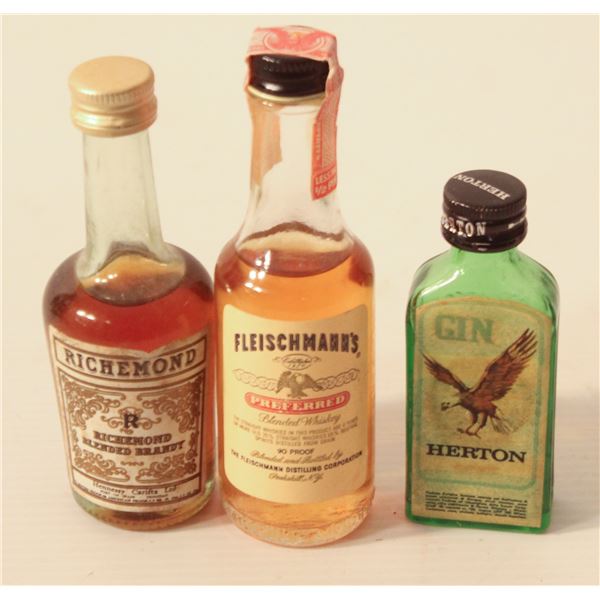 FLEISCHMANN WHISKEY, HERTON GIN, RICHEMOND BRANDY