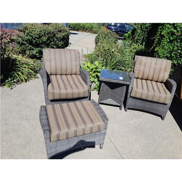 Wicker Plastic Patio Chair & Table Cat C