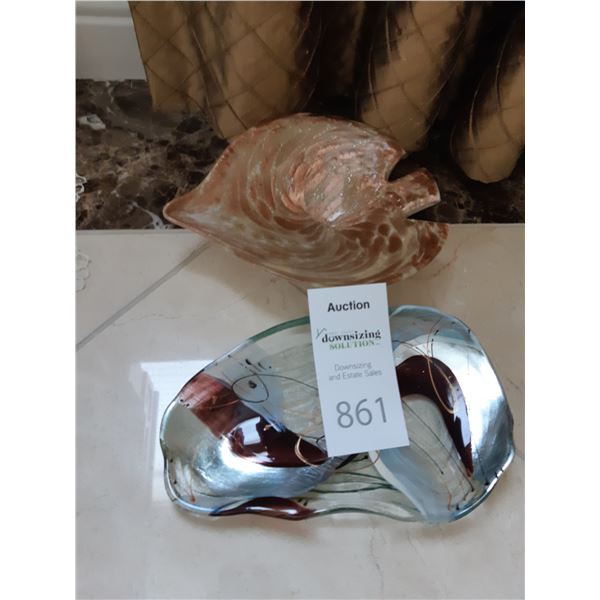 Hand Blown  Leaf Dish A