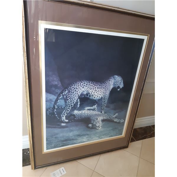 Large Framed Lepoard Print Cat Ap