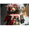 Image 1 : 2 BINS OF ASSORTED RATCHET STRAP, 2 CHAIN EXTENSIONS & COME-A-LONG