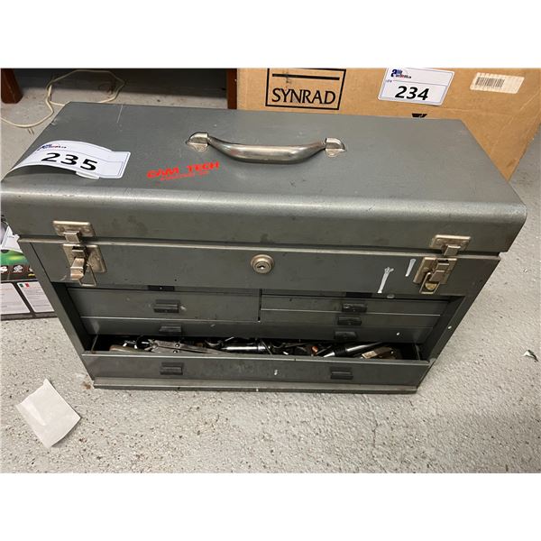 TOOLBOX WITH CONTENTS - INCLUDES PRECISION MEASURING TOOLS, MICROMETERS ...