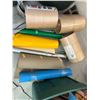Image 3 : LARGE BIN OF ASSORTED REAL WOOD VENEERS, ROLL OF FELT, ROLL OF SIGN MAKING PLASTICS ETC