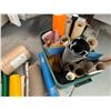 Image 4 : LARGE BIN OF ASSORTED REAL WOOD VENEERS, ROLL OF FELT, ROLL OF SIGN MAKING PLASTICS ETC
