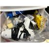 Image 3 : STORAGE BINS WITH CONTENTS - GLUE GUNS, GLUE, EMERGENCY SHUT OFF SWITCH, CHAIN,