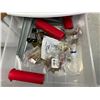 Image 8 : STORAGE BINS WITH CONTENTS - GLUE GUNS, GLUE, EMERGENCY SHUT OFF SWITCH, CHAIN,