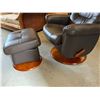 Image 2 : GENTLY USED RECLINING LEATHER CHAIR, SWIVEL CHAIR & GLIDER /ADJUSTABLE OTTOMAN