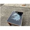 Image 2 : END TABLE WITH GLASS ON TOP "EAGLE". 22.5X19X15"H