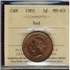 Image 1 : 1901 1¢ ICCS MS63RD.