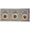 Image 1 : 1938, 1939 & 1940 1¢ PCGS MS65RD.  Lot of 3 coins.