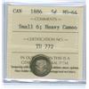 Image 1 : 1886 5¢ Sml 6 ICCS MS64 Heavy Cameo.  Golden brown tone and flashy cameo finish on obverse portrait.