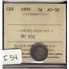 Image 1 : 1899 5¢ ICCS AU50.