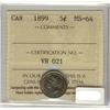 Image 1 : 1899 5¢ ICCS MS64.  Lovely russet tone with full lustre.
