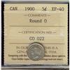 Image 1 : 1900 5¢ Round 0 ICCS EF40.