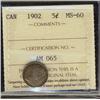 Image 1 : 1902 5¢ ICCS MS60.
