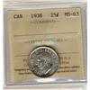 Image 1 : 1938 25¢ ICCS MS63