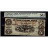 Image 1 : The International Bank of Canada  1858 $5 #16938 CH-380-10-10-16a PMG CH UNC64.