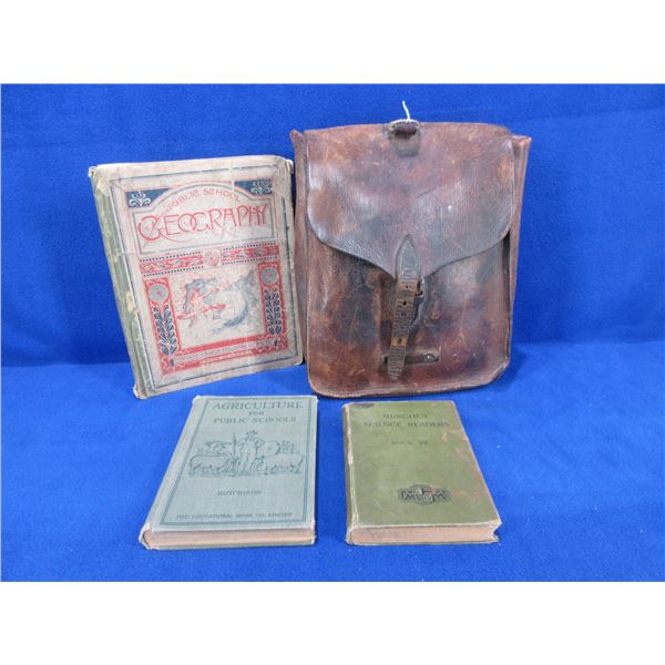 Vintage Leather School Bag - Comes with 3 School Books