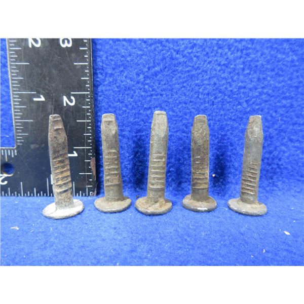 5 Railroad Date Nails - 33, 36, 37, 38, 40