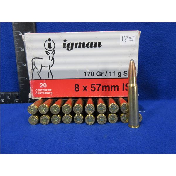 8X57MM IS 170gr/11g SP Igman Cartridges