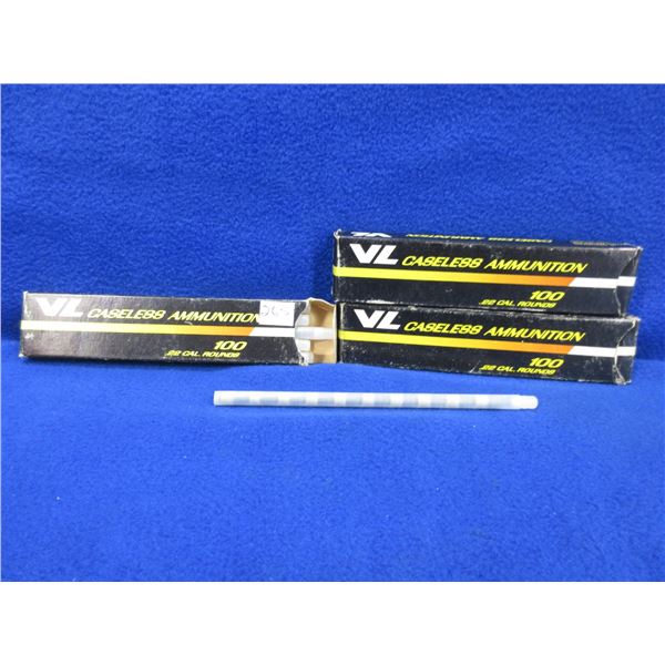 22 Cal. VL Caseless Cartridges - 2 Boxes of 100, 1 Box of 36