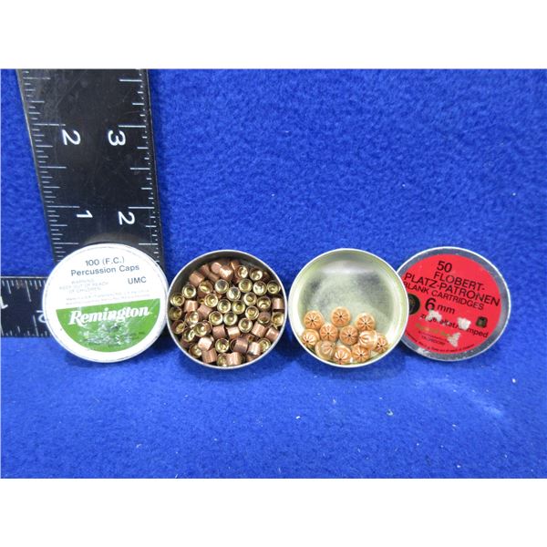 2 Collector Tins - Rem. Percussion Caps, 6mm Flobert